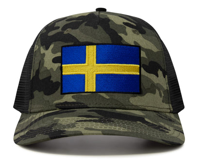 International Tie Swedish Flag Hat for Men and Women - Sweden Snapback Trucker Baseball Cap (Camouflage)