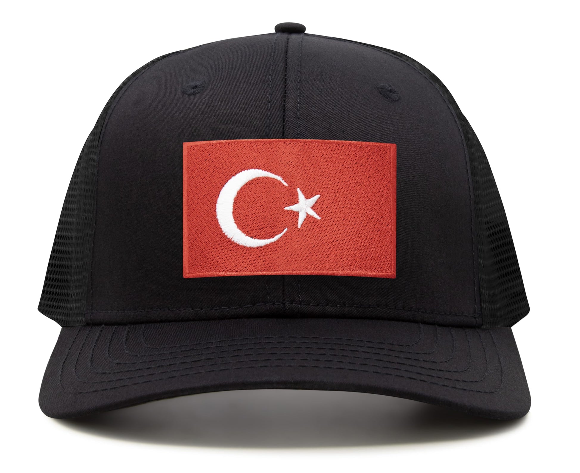 International Tie Country Hat for Men and Women, Adjustable Snapback Trucker Baseball Cap with Embroidered Patch (Turkey, All Black) - International Tie