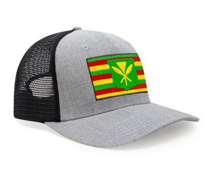 International Tie Kanaka Maoli Hat for Men and Women - Snapback Trucker Baseball Cap (Grey/Black)