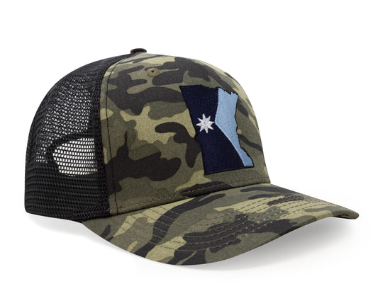 Minnesota Stateline Snapback Trucker Hat I Camouflage