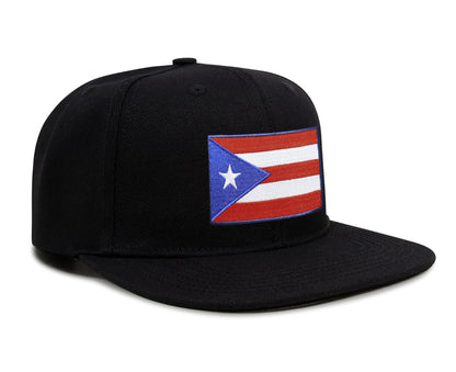 International Tie Puerto Rico Hat for Men and Women - Snapback Trucker Baseball Cap (Black Flatbill)