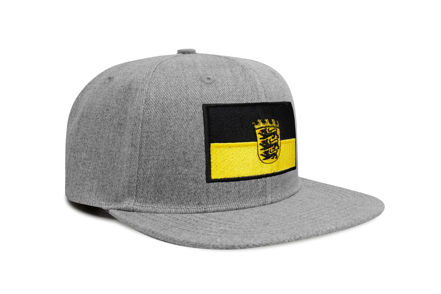 International Tie State Hat for Men and Women, Adjustable Snapback Trucker Baseball Cap with Embroidered Patch (Baden-Wurttemberg, Grey Flatbill)