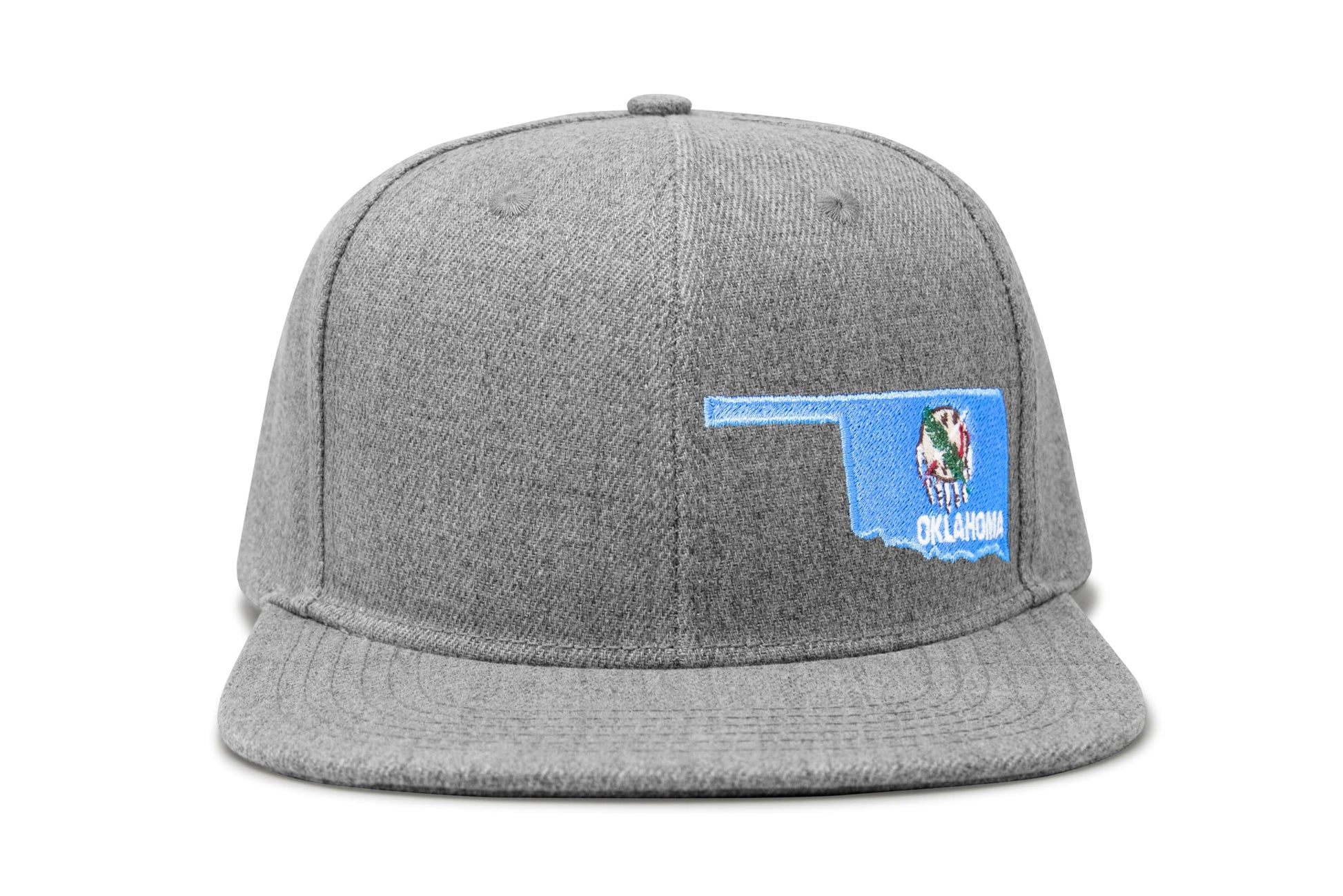 International Tie Stateline Flag Hat for Men and Women - Snapback Trucker Baseball Cap (Oklahoma Grey Flatbill) - International Tie