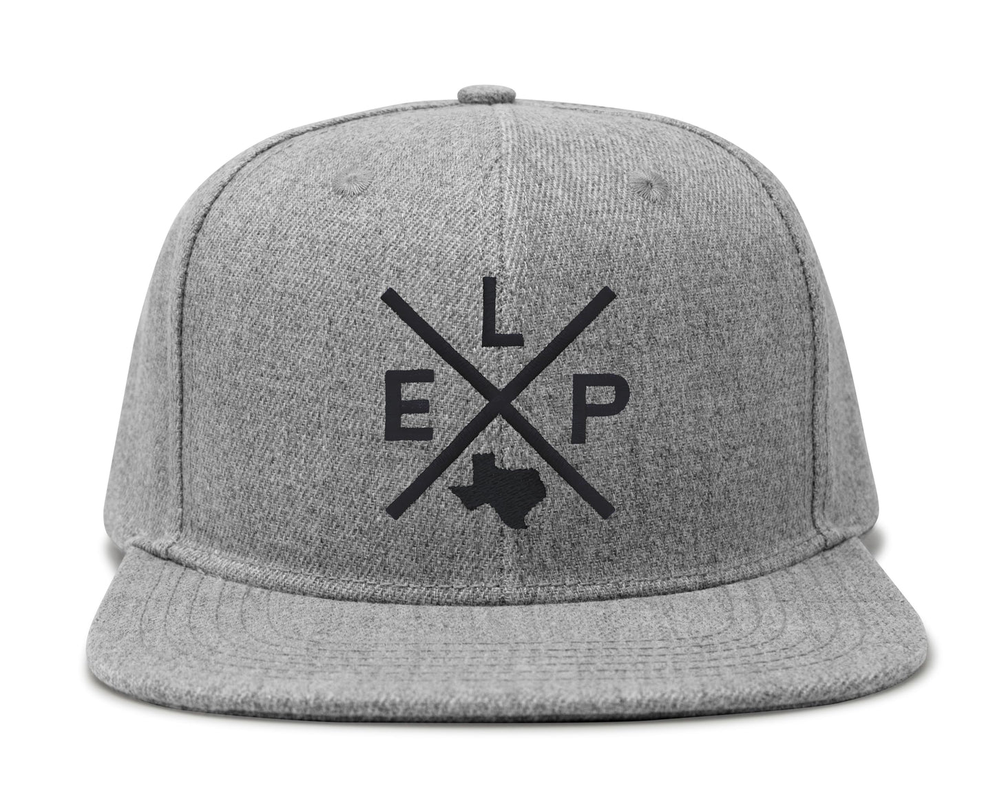 International Tie Hat for Men and Women, ELP Snapback Trucker Baseball Cap, Embroidered Cross Logo (ELP - El Paso, Grey Flatbill)