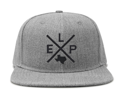 International Tie Hat for Men and Women, ELP Snapback Trucker Baseball Cap, Embroidered Cross Logo (ELP - El Paso, Grey Flatbill)