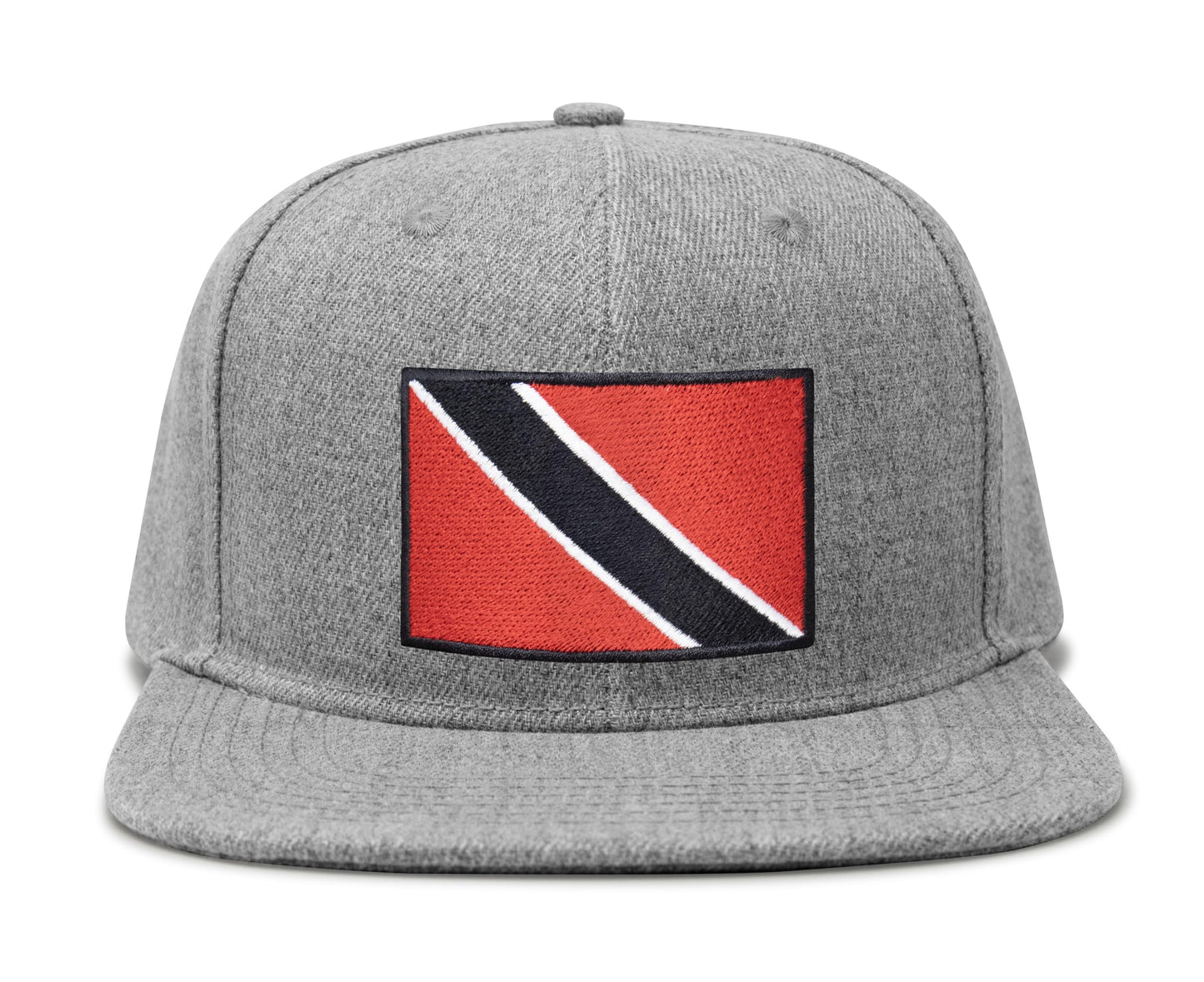 International Tie Country Hat for Men and Women, Adjustable Snapback Trucker Baseball Cap with Embroidered Patch (Trinidad and Tobago, Grey Flatbill) - International Tie