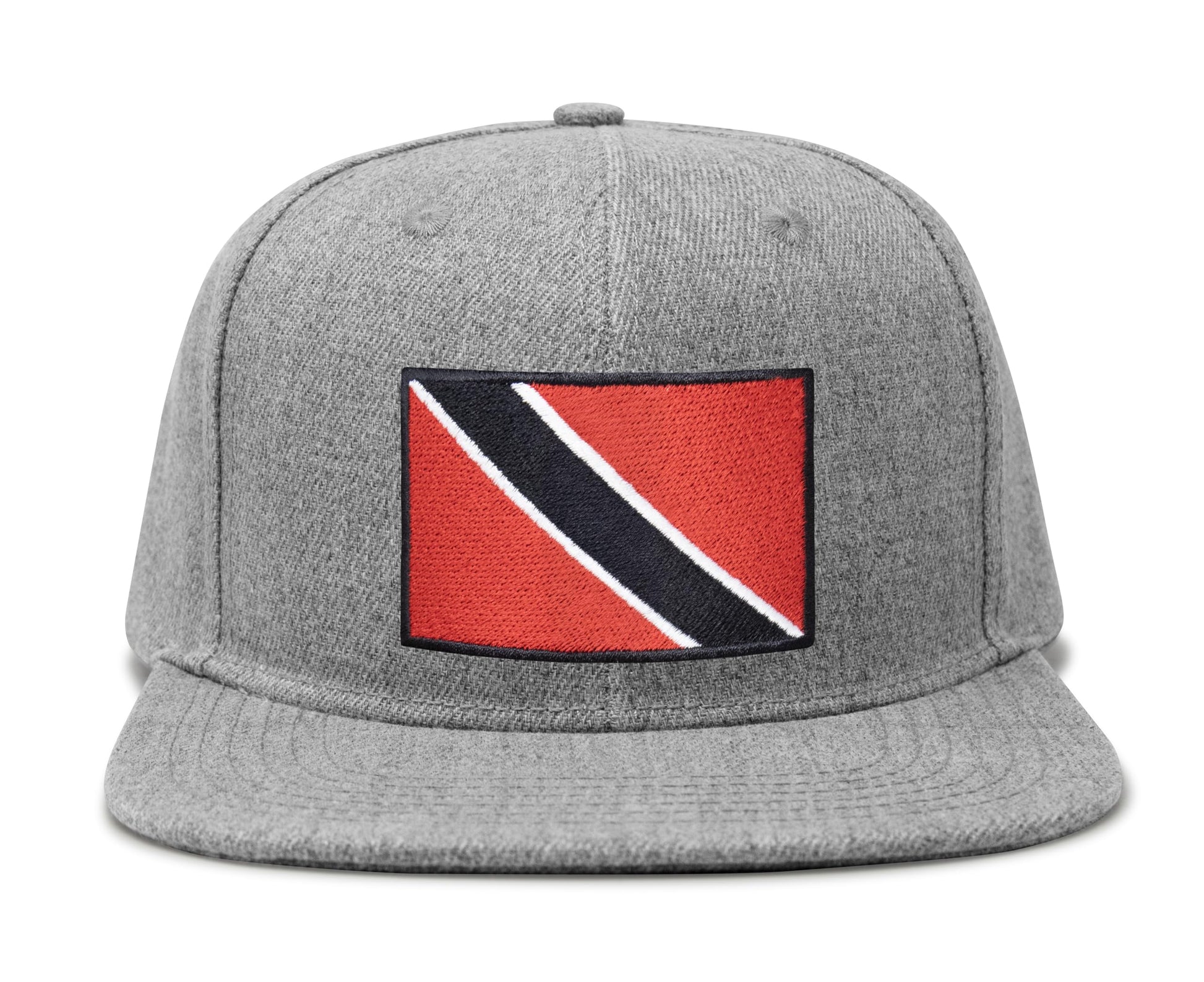 International Tie Country Hat for Men and Women, Adjustable Snapback Trucker Baseball Cap with Embroidered Patch (Trinidad and Tobago, Grey Flatbill) - International Tie