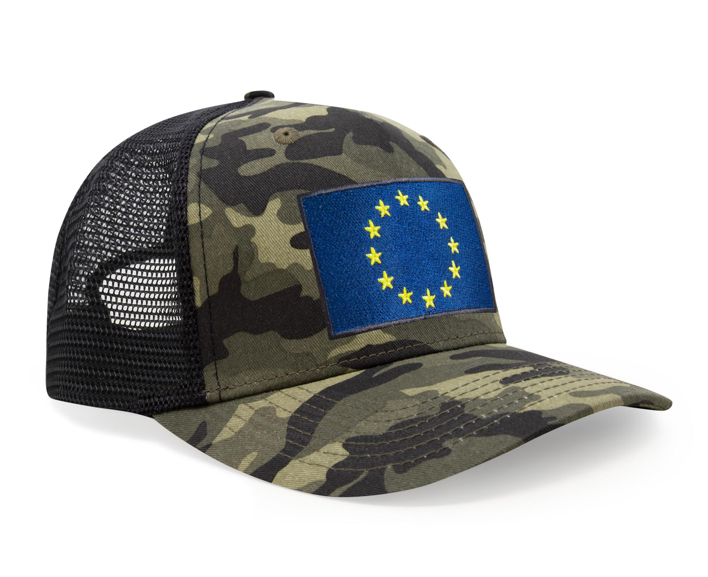 European Flag Hat for Men and Women - EU Trucker Snapback Baseball Cap by International Tie (Camouflage)