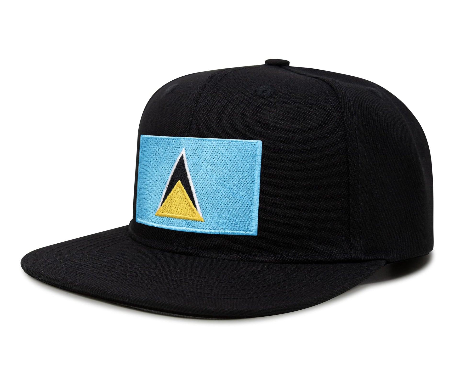 International Tie Country Hat for Men and Women, Adjustable Snapback Trucker Baseball Cap with Embroidered Patch (Saint Luca, Black Flatbill) - International Tie