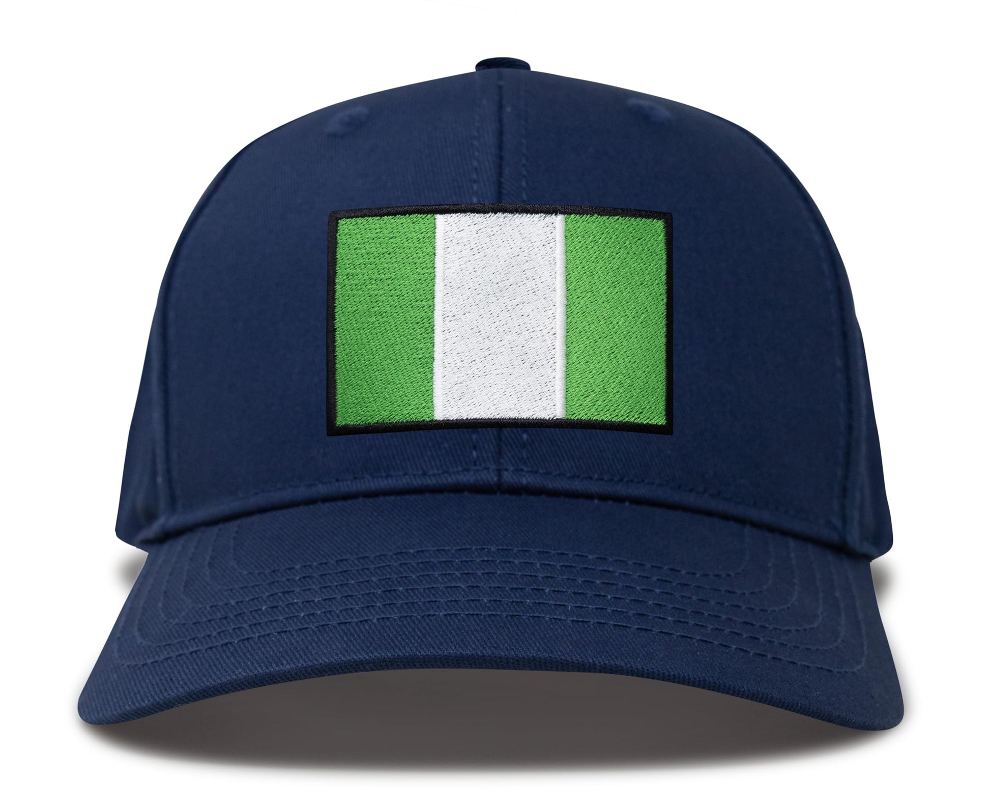 International Tie Country Hat for Men and Women, Adjustable Snapback Trucker Baseball Cap with Embroidered Patch (Nigeria, All Navy) - International Tie