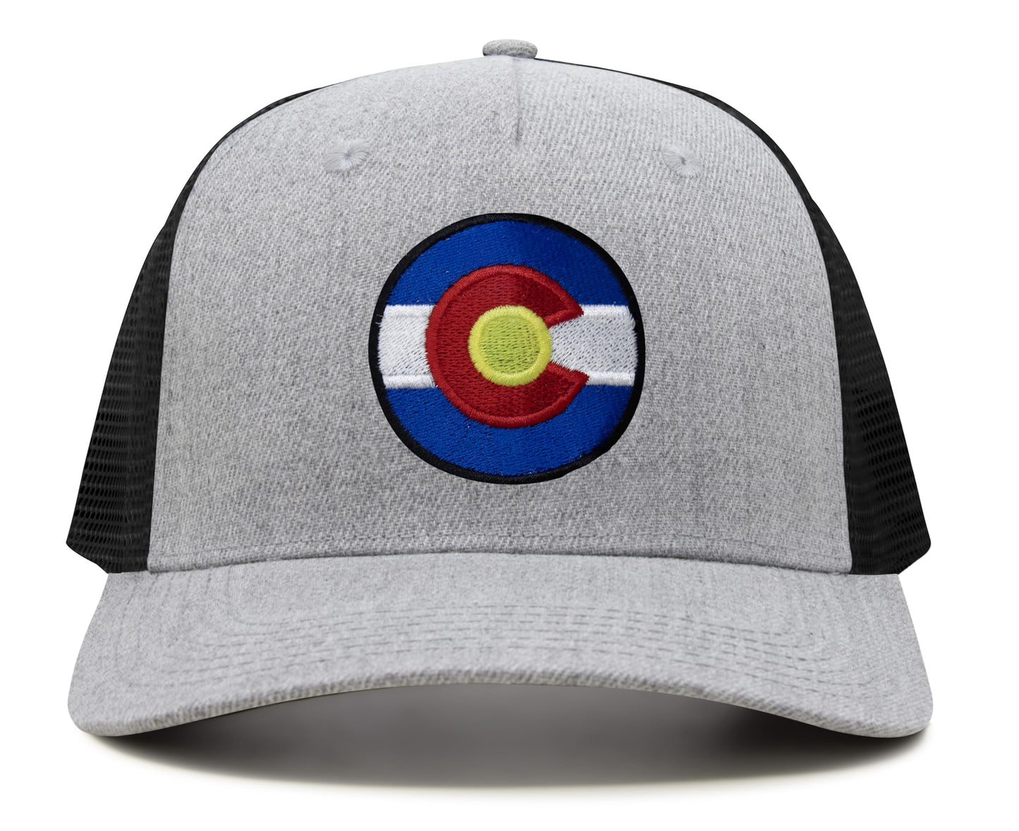 International Tie Stateline Flag Hat for Men and Women - Snapback Trucker Baseball Cap (Colorado, Grey Black)