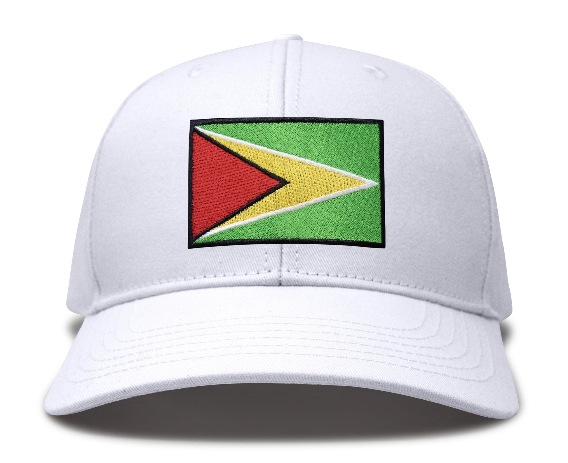 International Tie Country Hat for Men and Women, Adjustable Snapback Trucker Baseball Cap with Embroidered Patch (Guyana, All White) - International Tie
