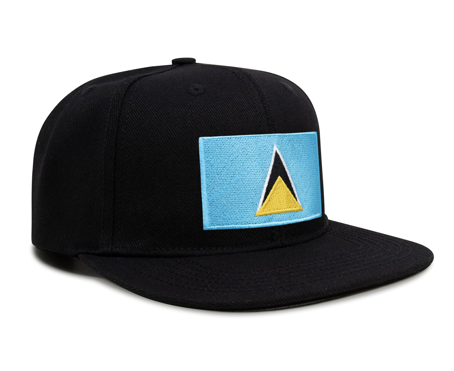 International Tie Country Hat for Men and Women, Adjustable Snapback Trucker Baseball Cap with Embroidered Patch (Saint Luca, Black Flatbill) - International Tie