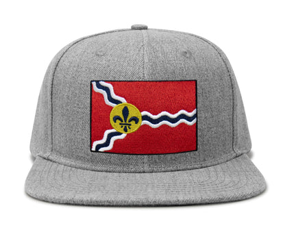 International Tie Premium St. Louis Flag Hat for Men and Women - Snapback Trucker Baseball Cap (Grey Flatbill)
