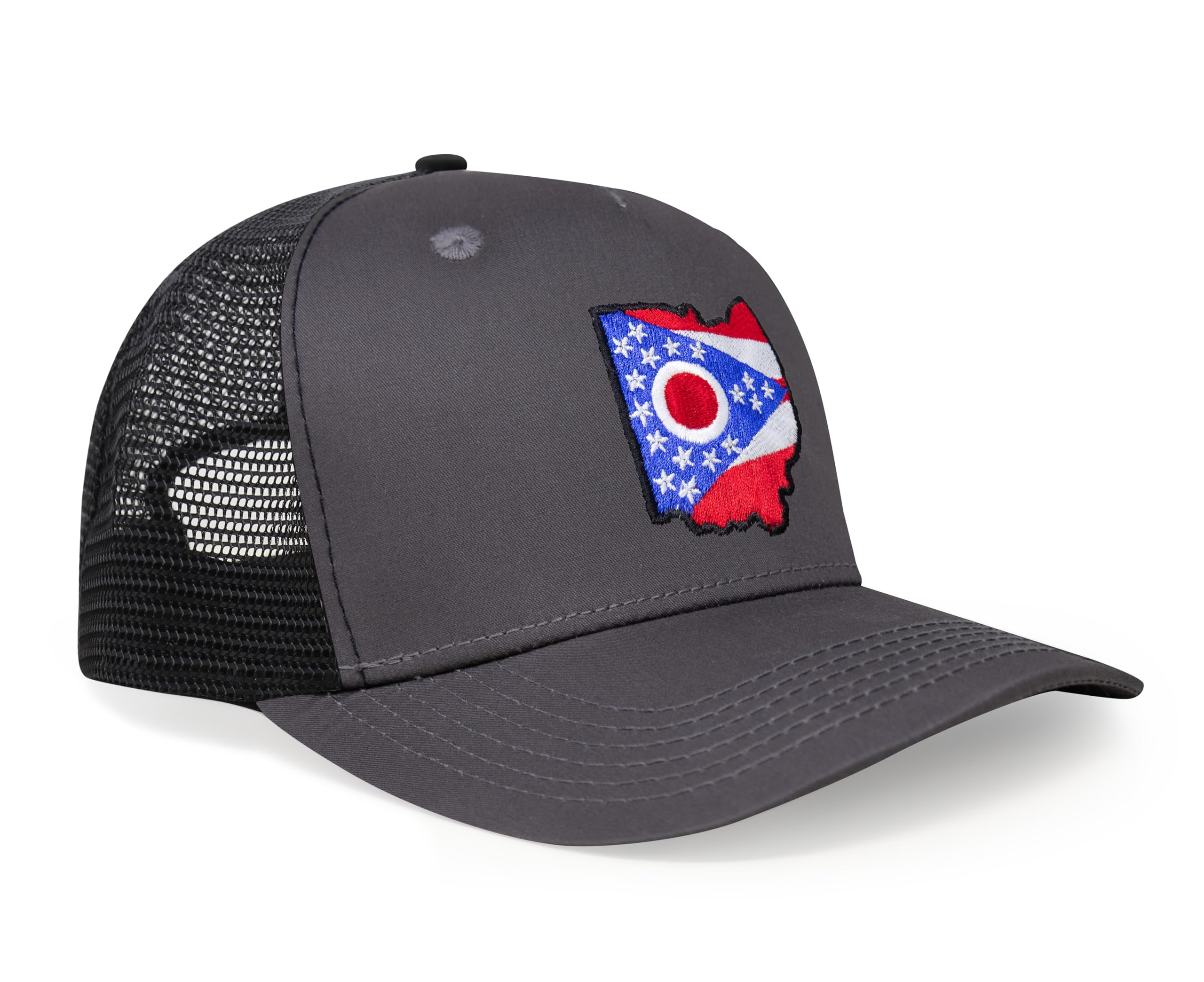 International Tie Stateline Flag Hat for Men and Women - Snapback Trucker Baseball Cap (Ohio, Dark Grey)