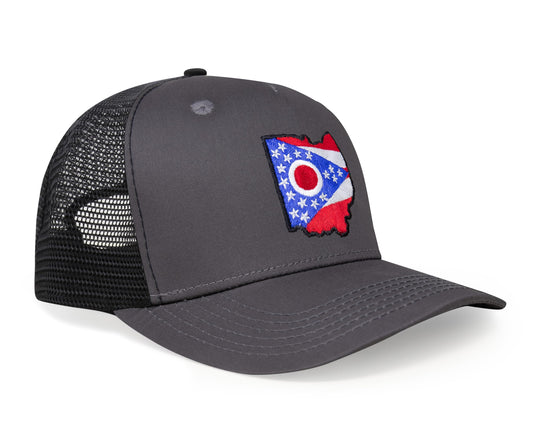International Tie Stateline Flag Hat for Men and Women - Snapback Trucker Baseball Cap (Ohio, Dark Grey) - International Tie