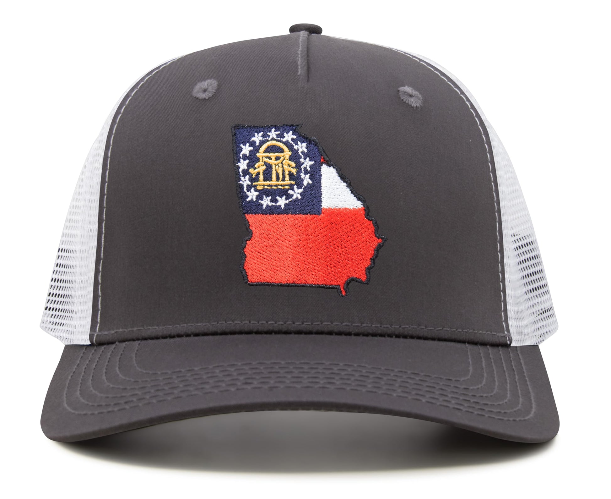 International Tie Stateline Flag Hat for Men and Women - Snapback Trucker Baseball Cap (Georgia, Grey White) - International Tie