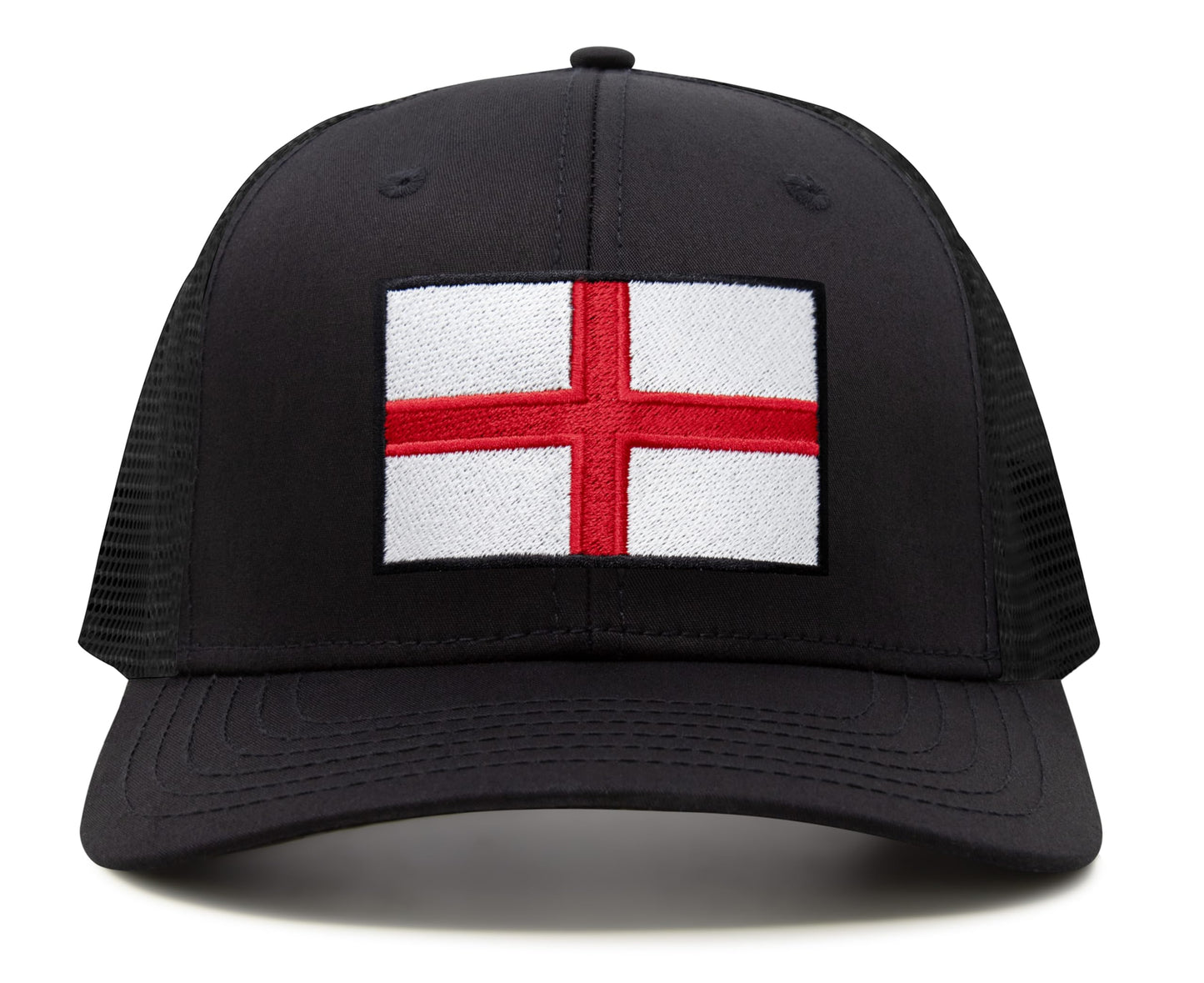 International Tie England - St. George Flag Hat for Men and Women, Adjustable Snapback Trucker Baseball Cap (All Black)