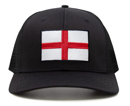 International Tie England - St. George Flag Hat for Men and Women, Adjustable Snapback Trucker Baseball Cap (All Black)