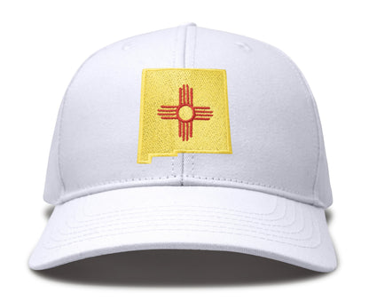 International Tie Stateline Flag Hat for Men and Women - Snapback Trucker Baseball Cap (New Mexico, All White)