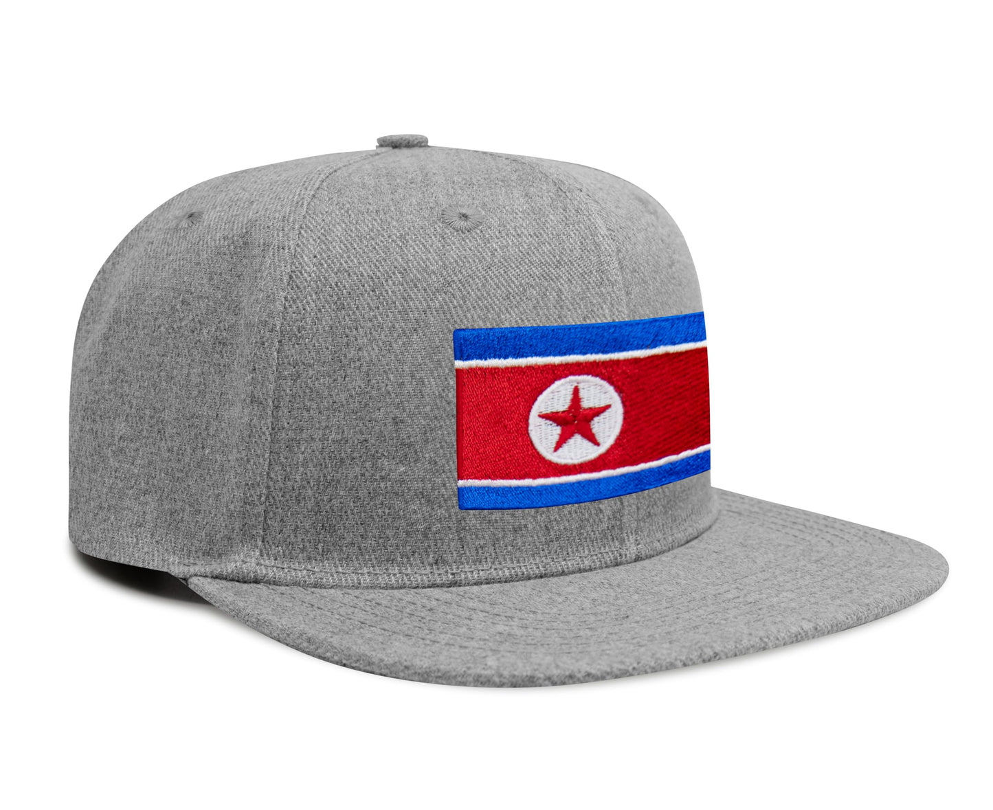 International Tie North Korea Flag Hat for Men and Women - Adjustable Snapback Trucker Baseball Cap (Grey Flatbill)