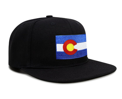 International Tie Colorado Flag Hat for Men and Women - Snapback Trucker Baseball Cap (Black Flatbill)