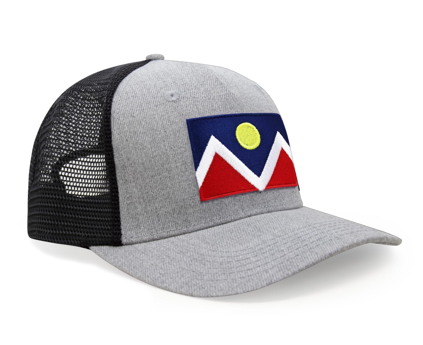 Premium Denver Colorado Flag Hat for Men and Women - Snapback Trucker Baseball Cap (Grey/Black)