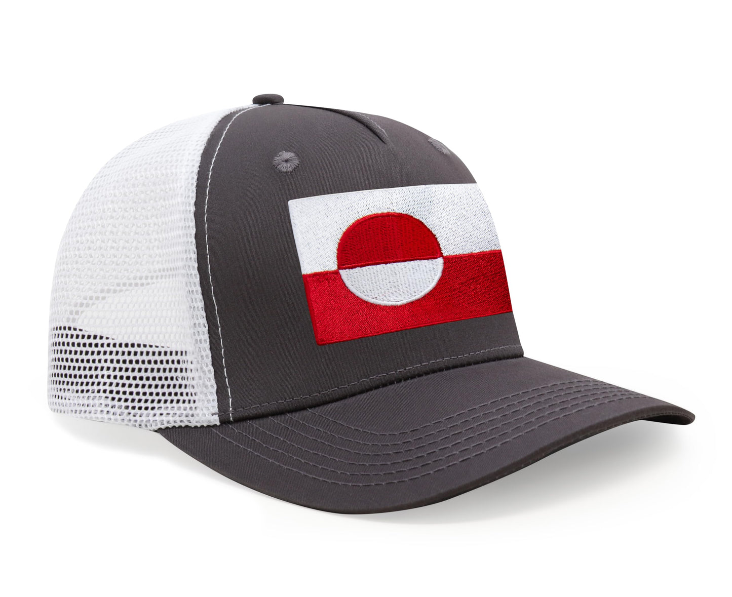 International Tie Country Hat for Men and Women, Adjustable Snapback Trucker Baseball Cap with Embroidered Patch (Greenland, Grey White) - International Tie