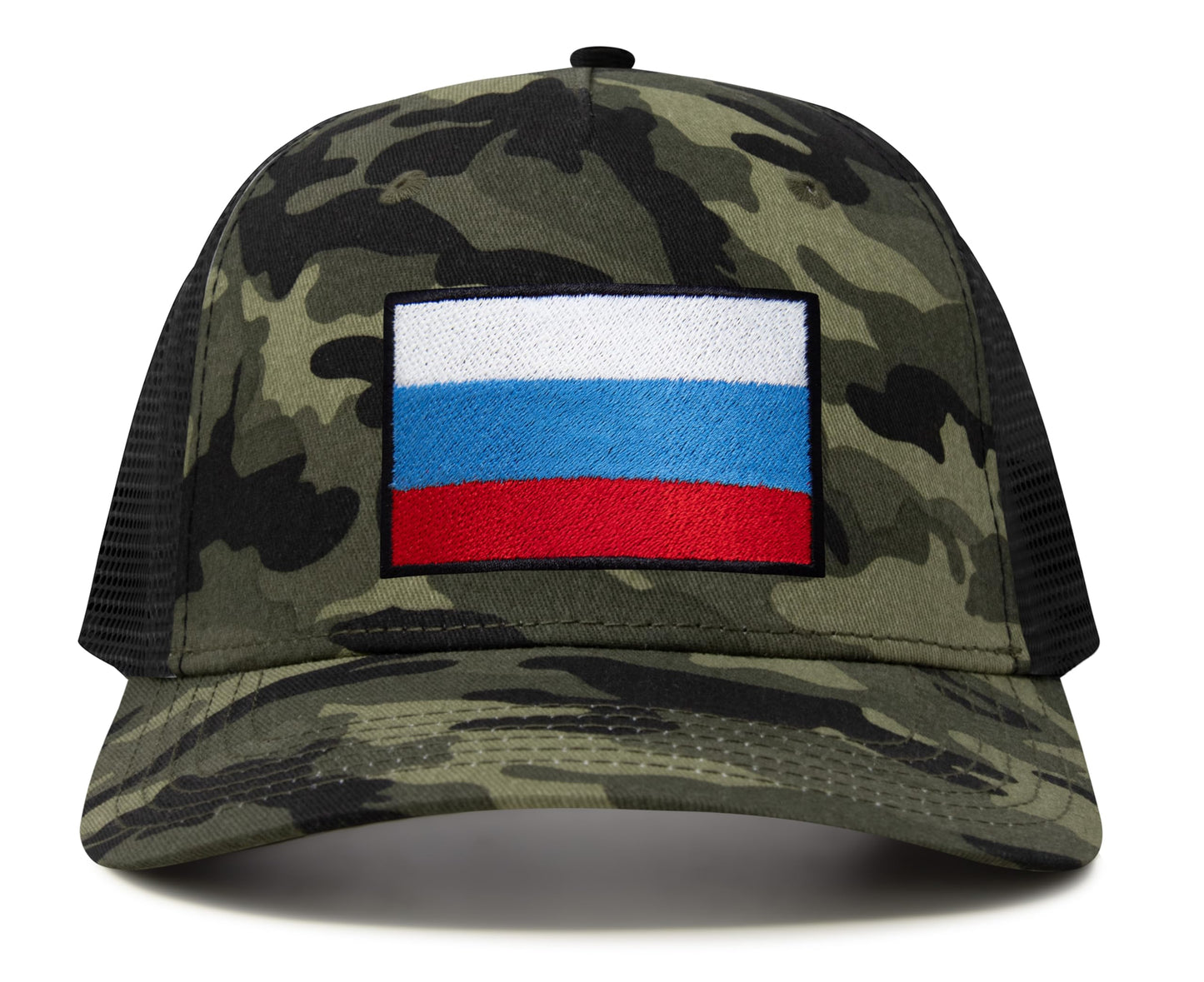 International Tie Russian Flag Hat for Men and Women - Adjustable Snapback Trucker Baseball Cap (Camouflage)