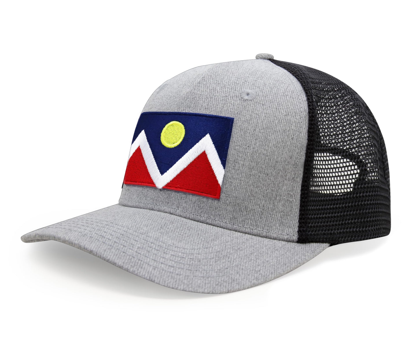 Premium Denver Colorado Flag Hat for Men and Women - Snapback Trucker Baseball Cap (Grey/Black)