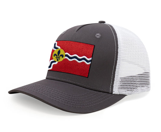 St. Louis Flag Hat for Men and Women – Snapback Trucker Baseball Cap by International Tie (Grey White)