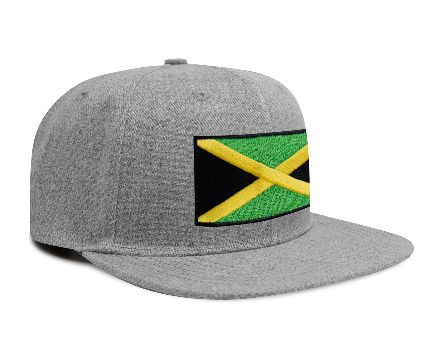 International Tie Jamaican Flag Hat for Men and Women - Jamaica Snapback Trucker Baseball Cap (Grey Flatbill)