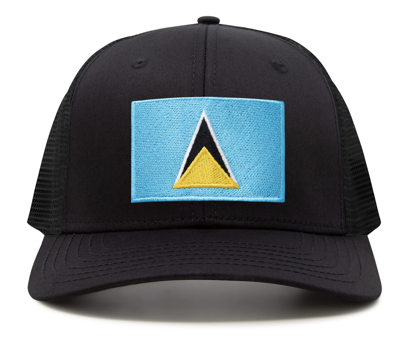 International Tie Country Hat for Men and Women, Adjustable Snapback Trucker Baseball Cap with Embroidered Patch (Saint Luca, All Black) - International Tie