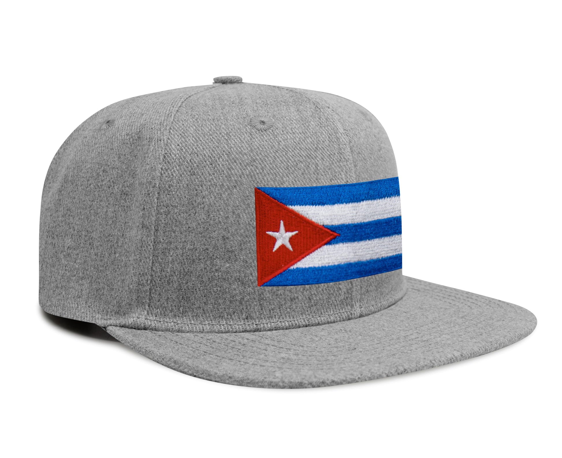 International Tie Country Hat for Men and Women, Adjustable Snapback Trucker Baseball Cap with Embroidered Patch (Cuba, Grey Flatbill) - International Tie