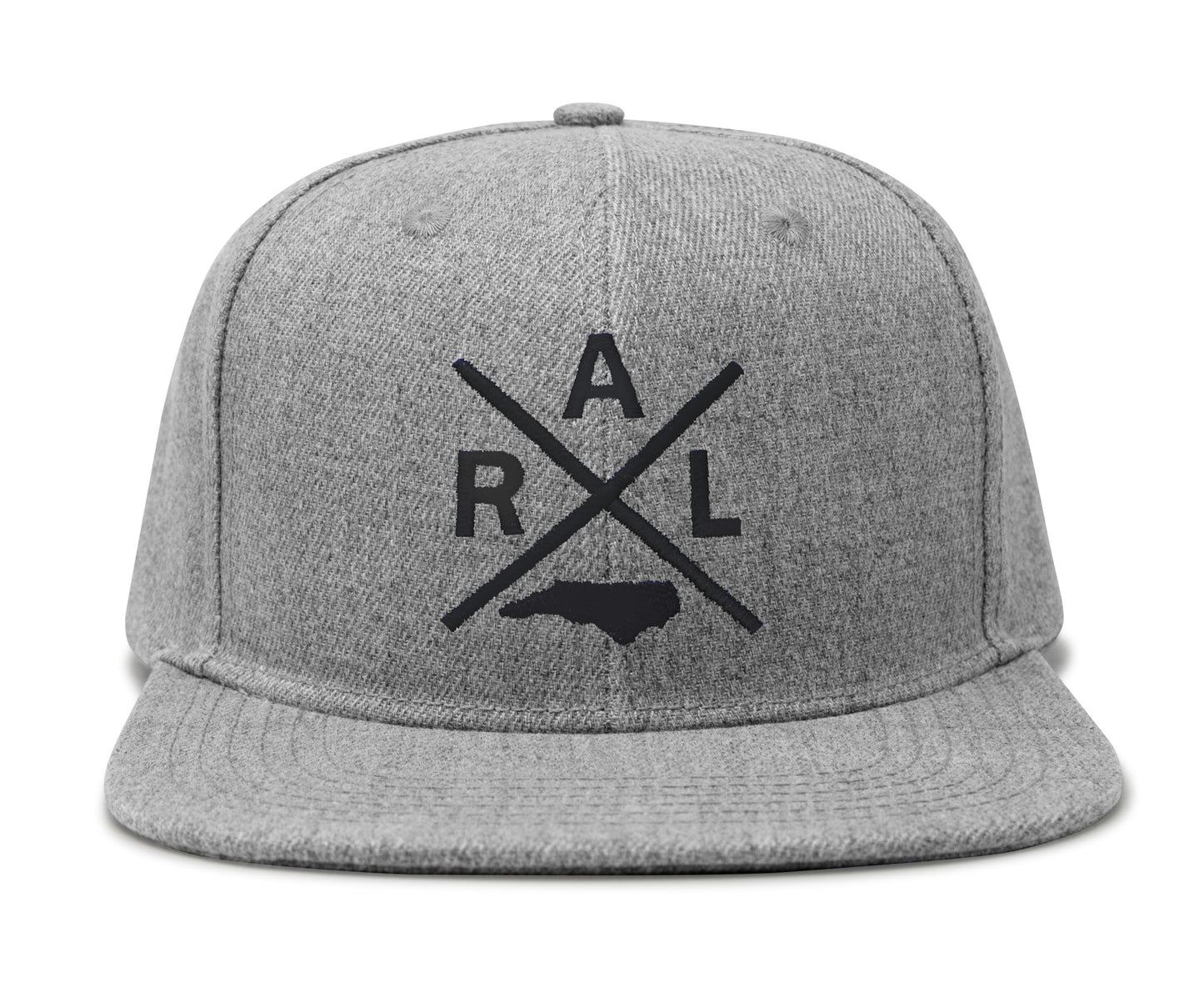 International Tie State City Hat for Men and Women, Snapback Trucker Baseball Cap with Embroidered Cross Logo (Raleigh - RAL, Grey Flatbill)