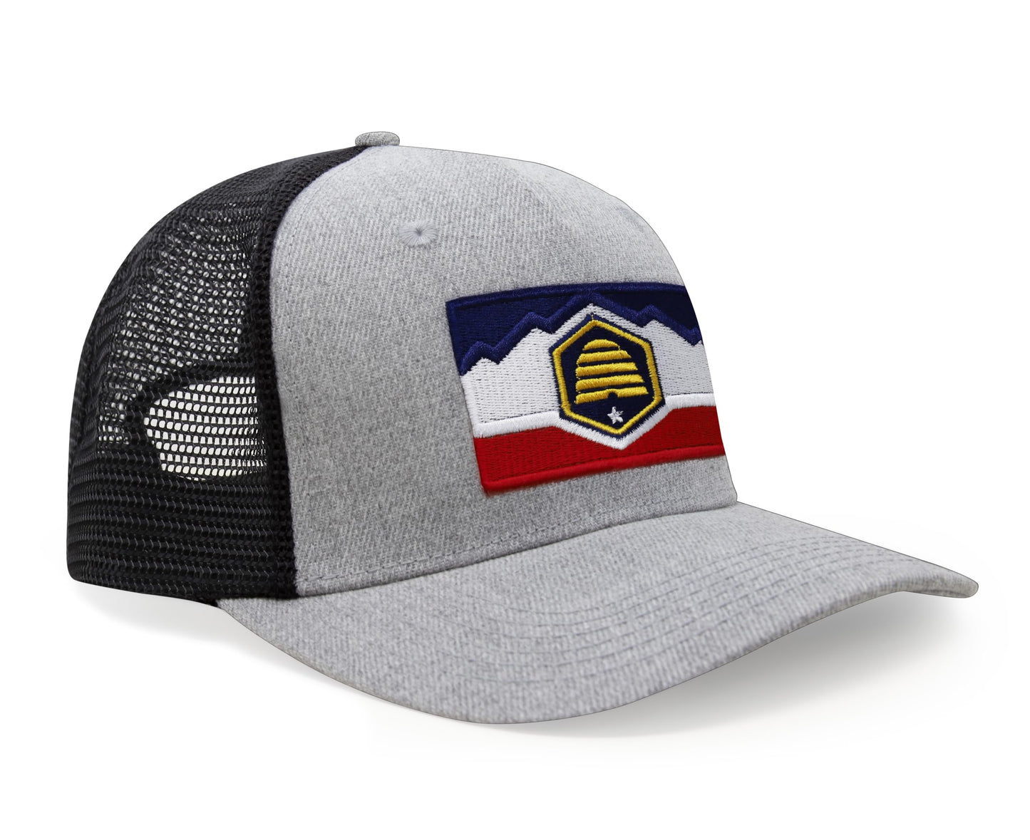 International Tie Premium Utah Flag Hat for Men and Women - Snapback Trucker Baseball Cap (Grey Black)
