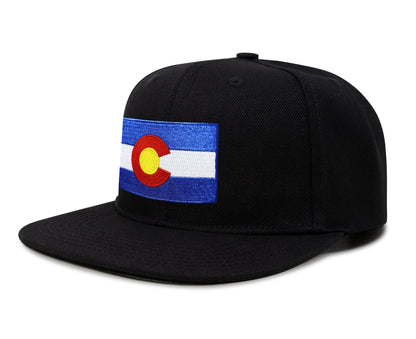 International Tie Colorado Flag Hat for Men and Women - Snapback Trucker Baseball Cap (Black Flatbill)