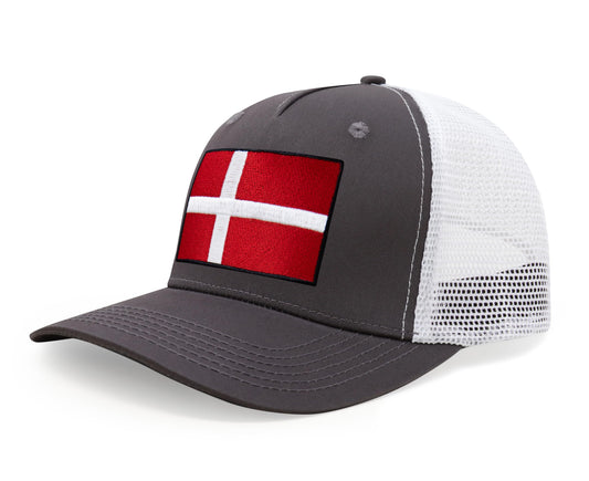 Denmark Flag Hat for Men and Women – Adjustable Snapback Baseball Cap by International Tie (Grey White)