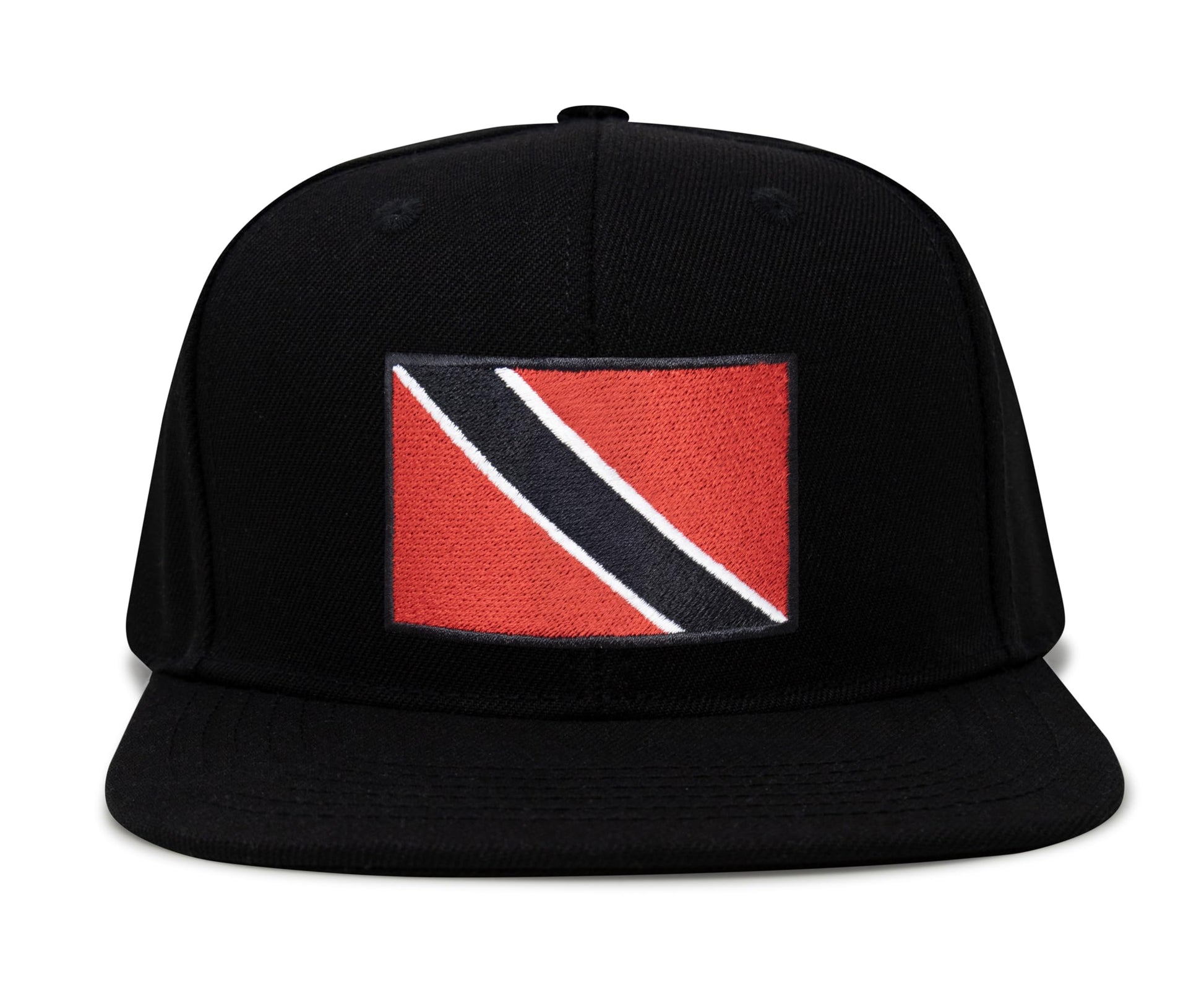 International Tie Country Hat for Men and Women, Adjustable Snapback Trucker Baseball Cap with Embroidered Patch (Trinidad and Tobago, Black Flatbill) - International Tie