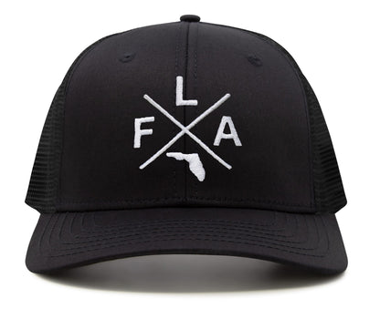 International Tie Premium Florida FLA Hat for Men and Women – Snapback Trucker Baseball Cap (All Black)