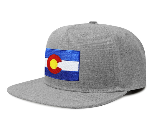 International Tie Colorado Flag Hat for Men and Women - Snapback Trucker Baseball Cap (Grey Flatbill)