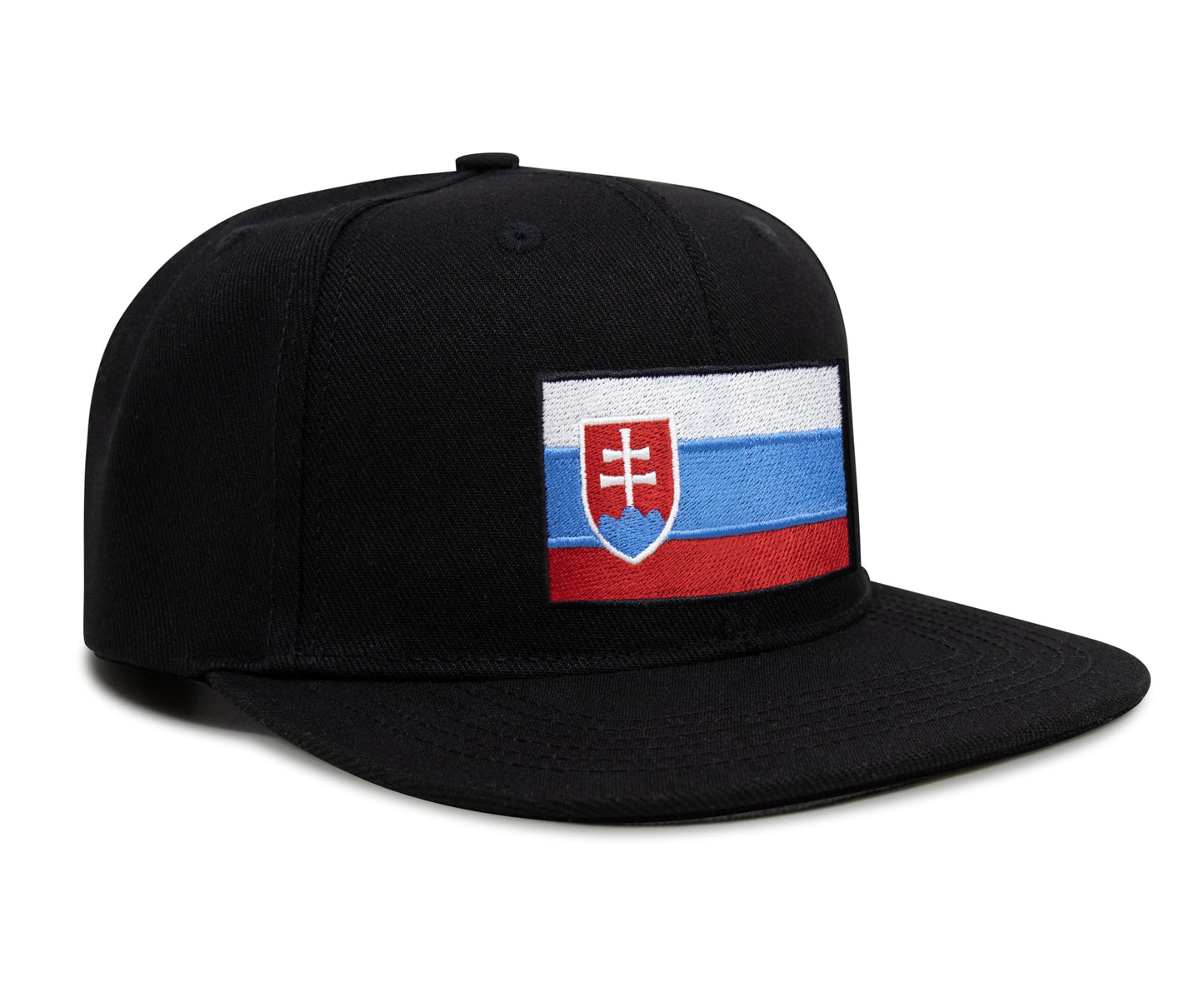 International Tie Country Hat for Men and Women, Adjustable Snapback Trucker Baseball Cap with Embroidered Patch (Slovakia, Black Flatbill) - International Tie