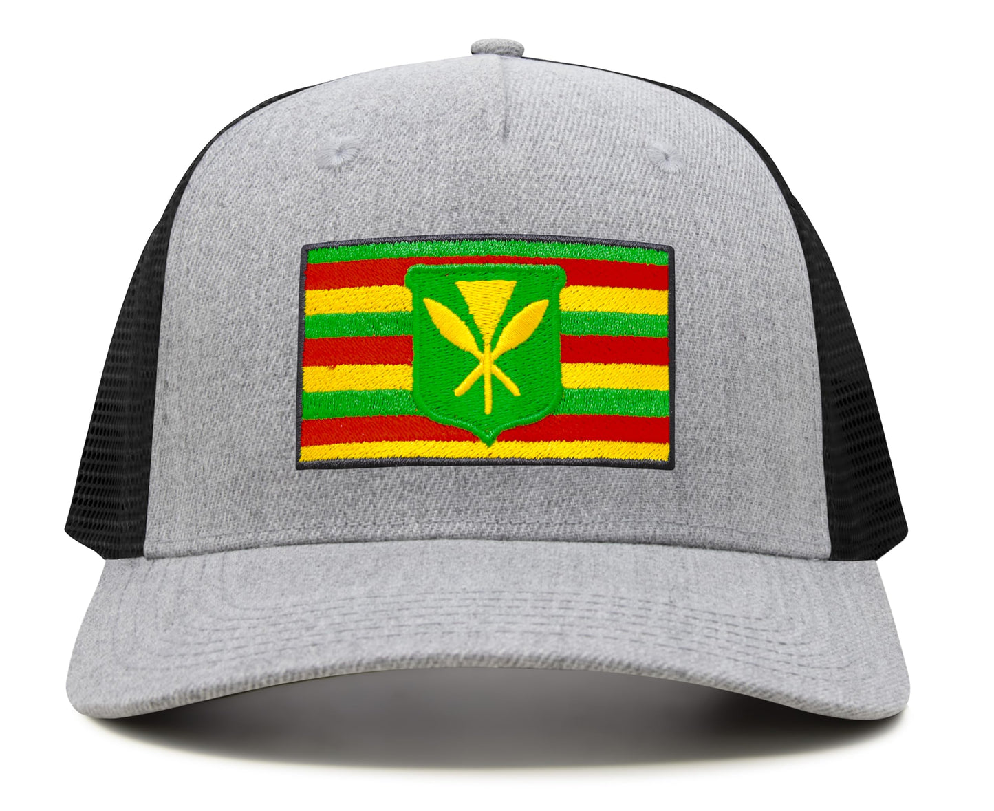 International Tie Kanaka Maoli Hat for Men and Women - Snapback Trucker Baseball Cap (Grey/Black)