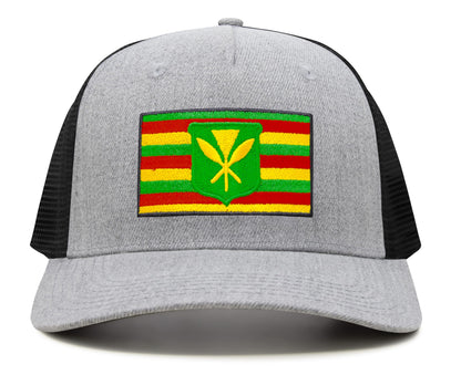 International Tie Kanaka Maoli Hat for Men and Women - Snapback Trucker Baseball Cap (Grey/Black)