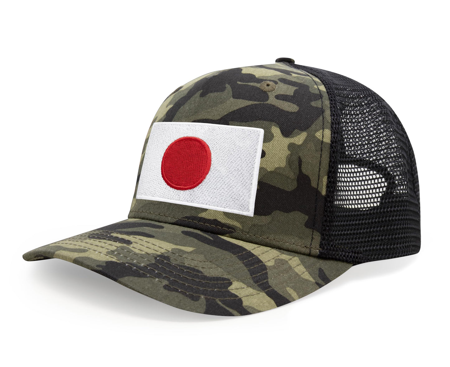 International Tie Country Hat for Men and Women, Adjustable Snapback Trucker Baseball Cap with Embroidered Patch (Japan, Camouflage) - International Tie