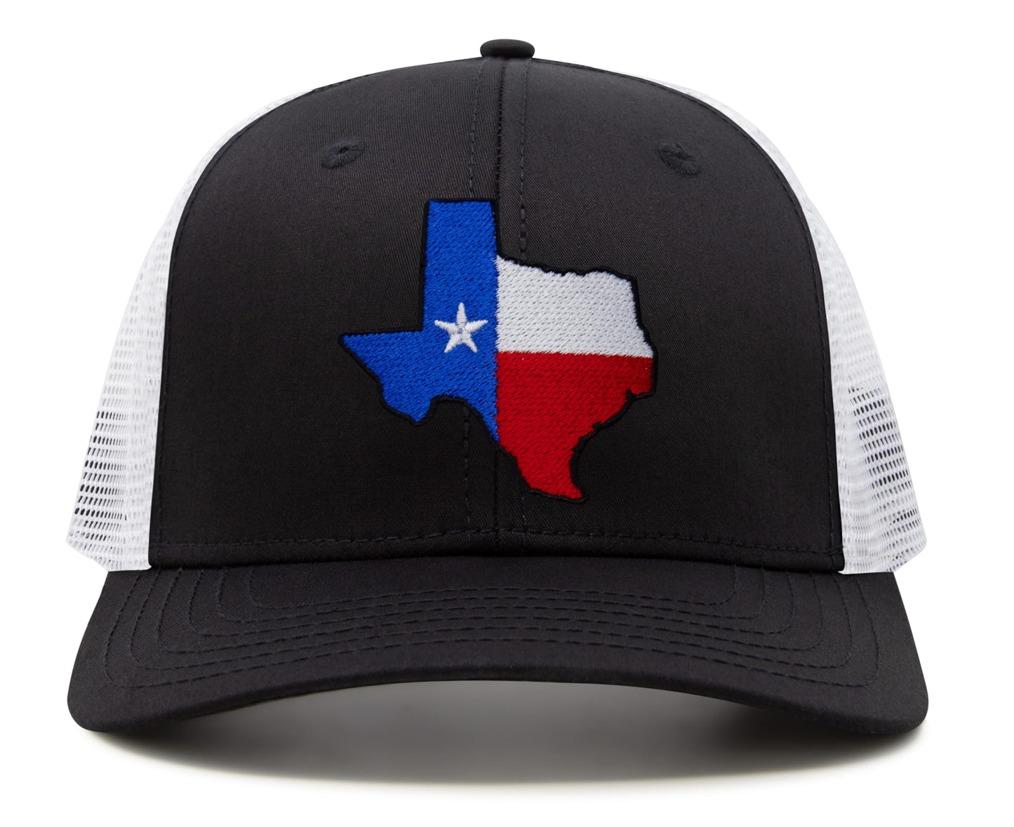 International Tie Hat for Men and Women, Adjustable Snapback Trucker Baseball Cap with Embroidered Patch (Texas, Black White)