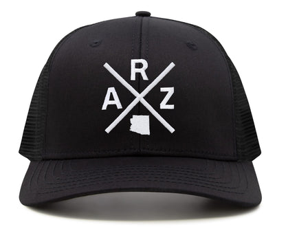 International Tie ARZ (Arizona) - Hat for Men and Women - Snapback Trucker Baseball Cap (All Black)