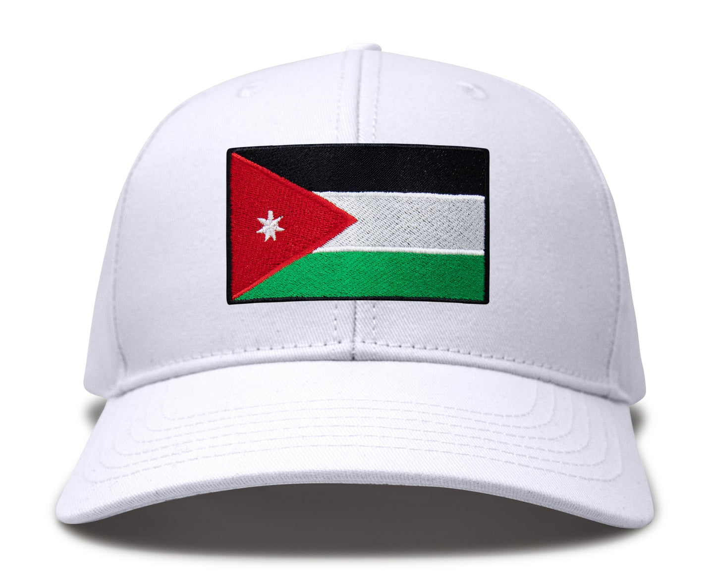 International Tie Country Hat for Men and Women, Adjustable Snapback Trucker Baseball Cap with Embroidered Patch (Jordan, All White)