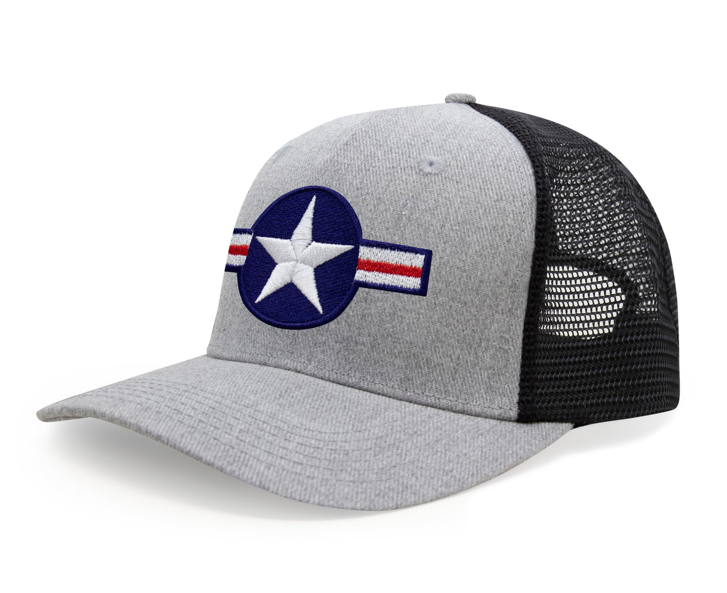 International Tie Air Force Hat for Men and Women - Snapback Trucker Baseball Cap (Grey/Black)