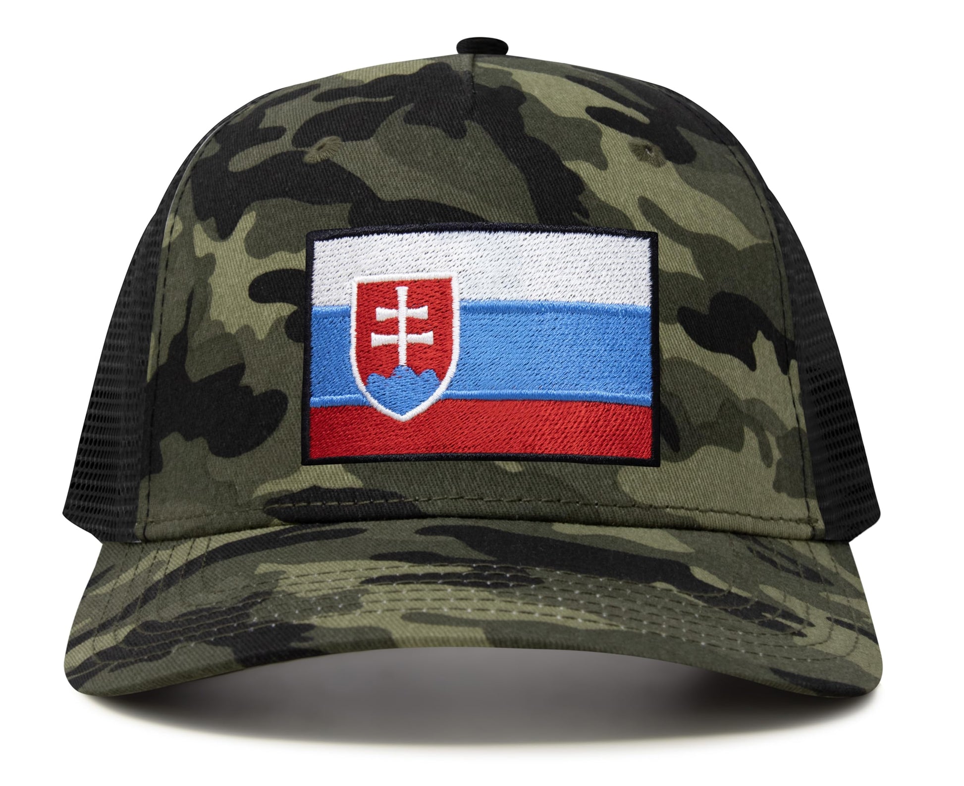 International Tie Country Hat for Men and Women, Adjustable Snapback Trucker Baseball Cap with Embroidered Patch (Slovakia, Camouflage) - International Tie